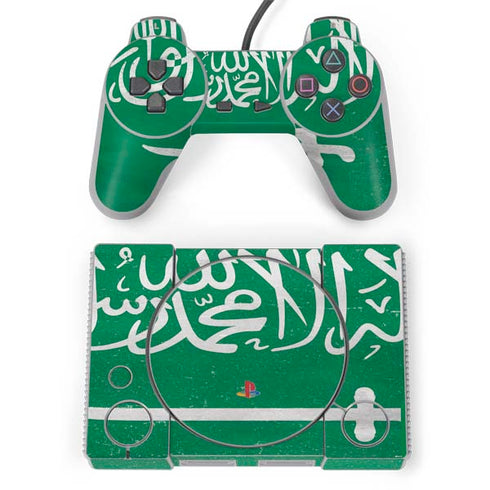 Saudi Arabia Flag Distressed PlayStation Classic Bundle Skin